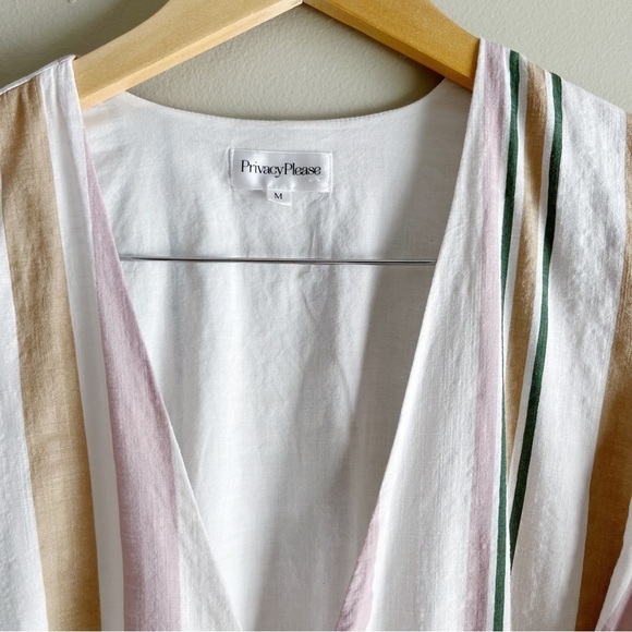 Privacy Please May Mini Wrap Dress in Multi Stripe Pink & Tan, Size Medium - Picture 5 of 14